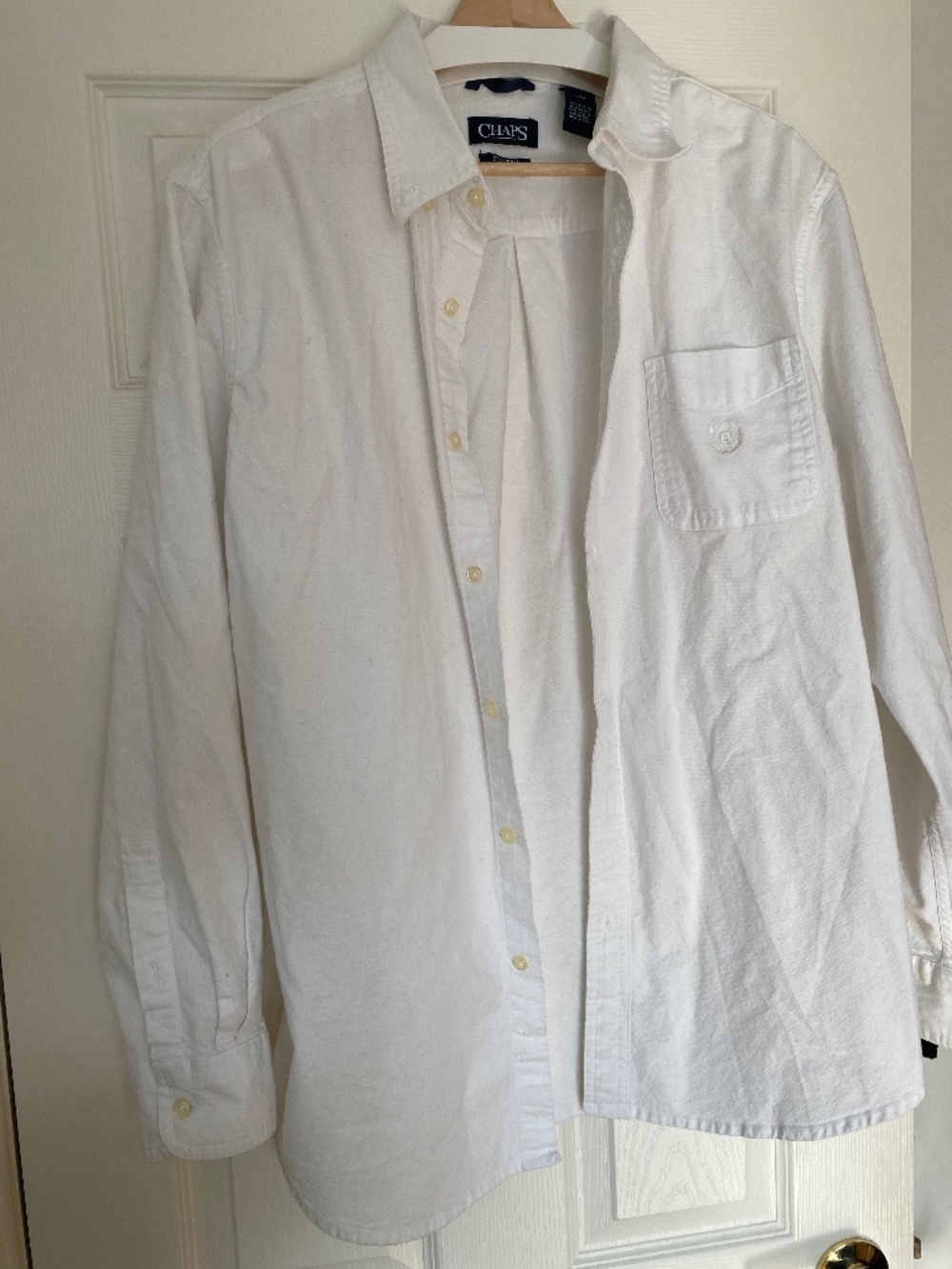 Chaps Stretch Oxford White Long Sleeve Button Down Shirt - Size Large (L/G)